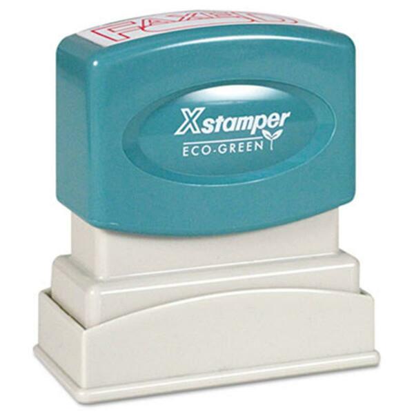 Xstamper Eco-Green Title Message Stamp- FAXED- Pre-Inked-Re-Inkable- Red 1350